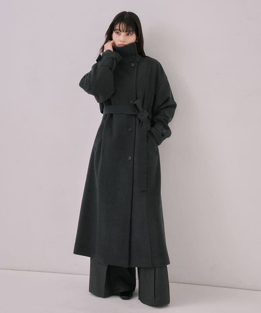 UNITED TOKYO スタンドカラーロングコート　ブラック　サイズ2