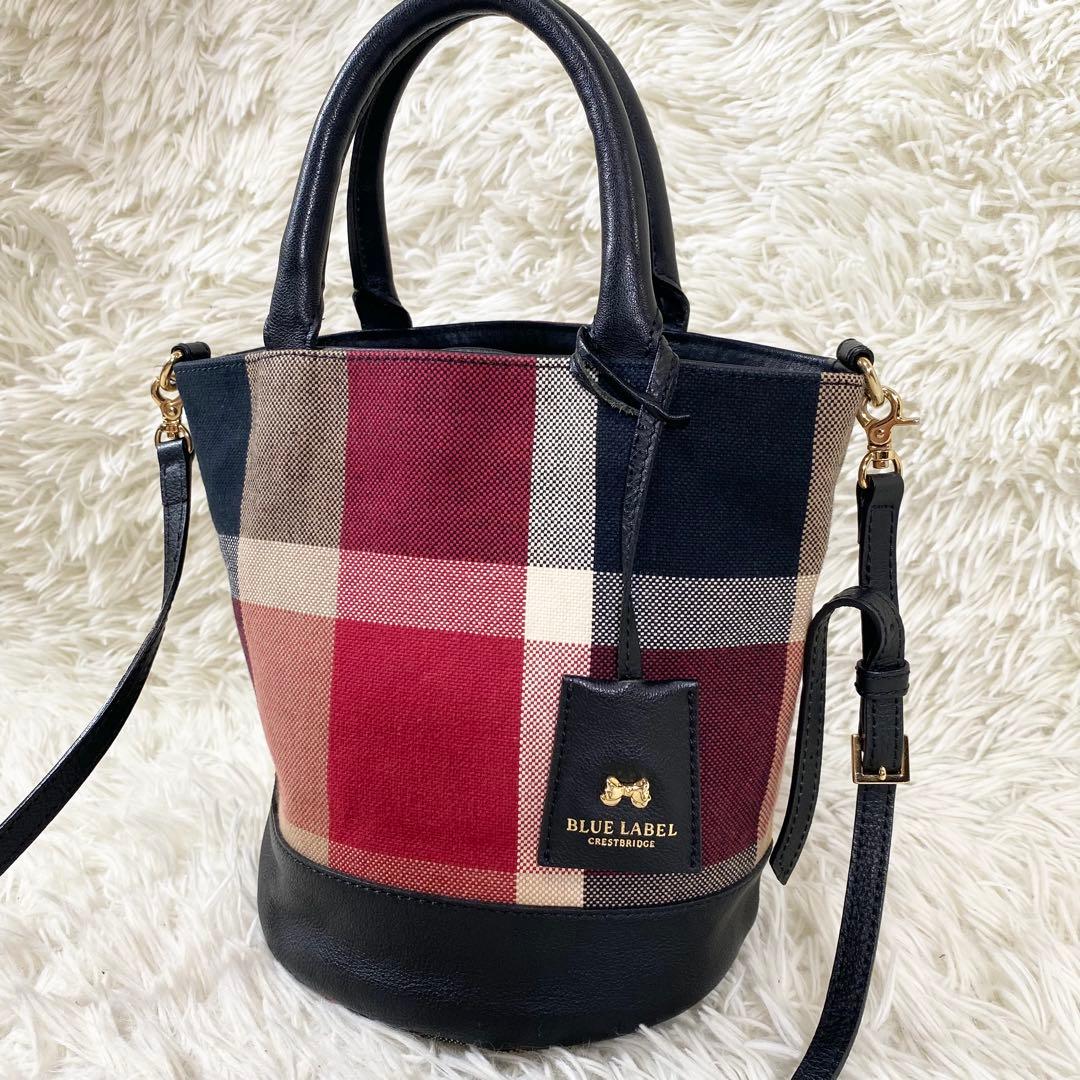 BLUE LABEL CRESTBRIDGE 巾着　ショルダーバッグ　チェック
